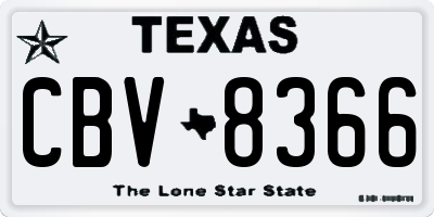 TX license plate CBV8366