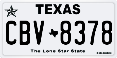 TX license plate CBV8378