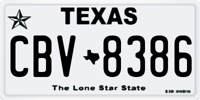 TX license plate CBV8386