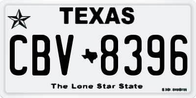 TX license plate CBV8396