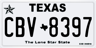 TX license plate CBV8397