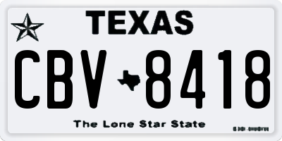 TX license plate CBV8418