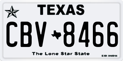 TX license plate CBV8466