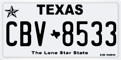 TX license plate CBV8533