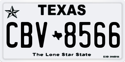 TX license plate CBV8566