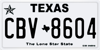 TX license plate CBV8604