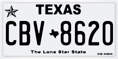TX license plate CBV8620