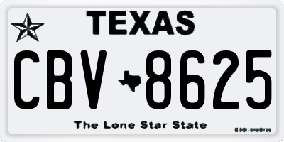 TX license plate CBV8625