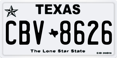 TX license plate CBV8626