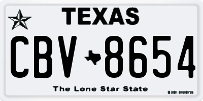 TX license plate CBV8654