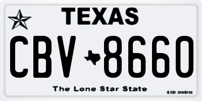 TX license plate CBV8660