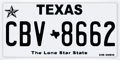 TX license plate CBV8662