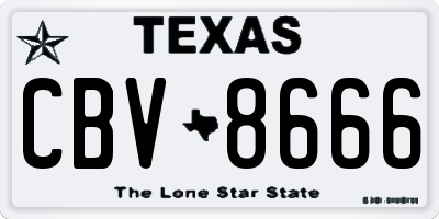 TX license plate CBV8666
