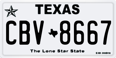TX license plate CBV8667