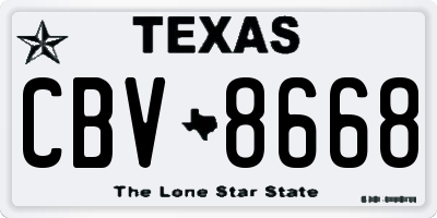 TX license plate CBV8668