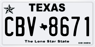 TX license plate CBV8671