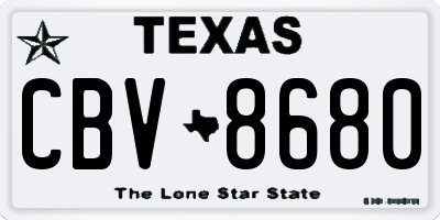 TX license plate CBV8680