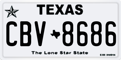 TX license plate CBV8686