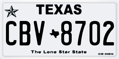 TX license plate CBV8702