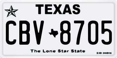 TX license plate CBV8705