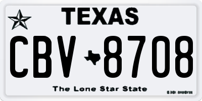 TX license plate CBV8708