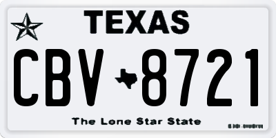 TX license plate CBV8721