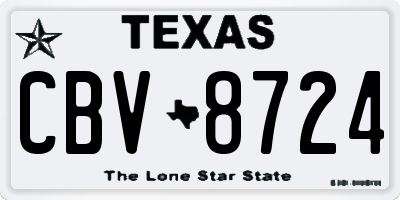 TX license plate CBV8724