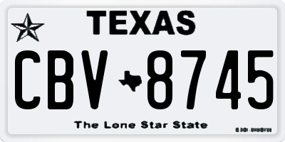 TX license plate CBV8745