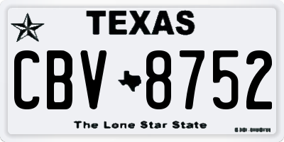 TX license plate CBV8752