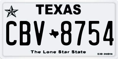 TX license plate CBV8754