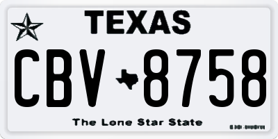 TX license plate CBV8758