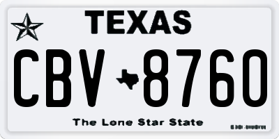 TX license plate CBV8760