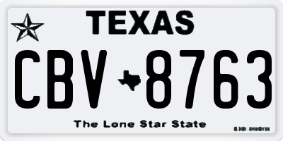 TX license plate CBV8763
