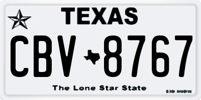 TX license plate CBV8767