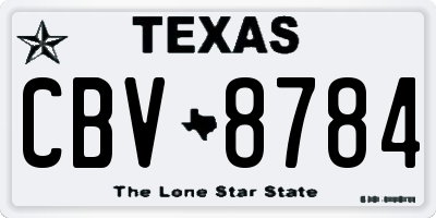 TX license plate CBV8784