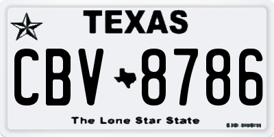 TX license plate CBV8786