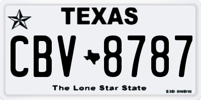 TX license plate CBV8787