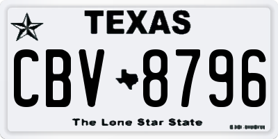 TX license plate CBV8796