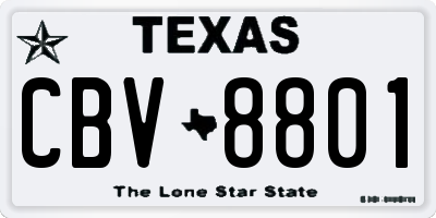 TX license plate CBV8801