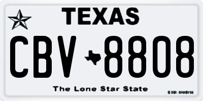 TX license plate CBV8808