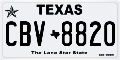 TX license plate CBV8820