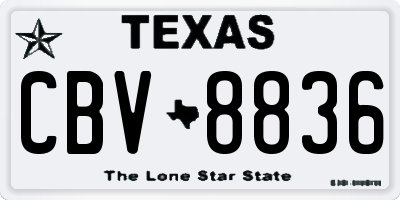 TX license plate CBV8836
