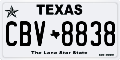 TX license plate CBV8838