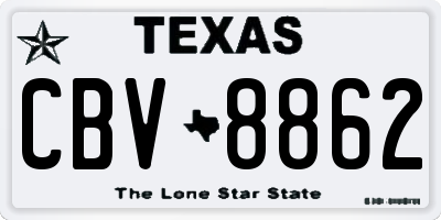 TX license plate CBV8862