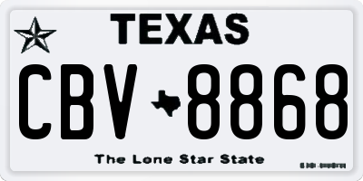 TX license plate CBV8868