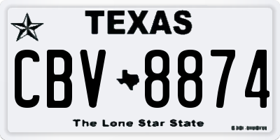 TX license plate CBV8874