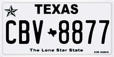 TX license plate CBV8877