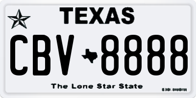 TX license plate CBV8888