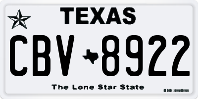 TX license plate CBV8922