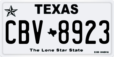 TX license plate CBV8923